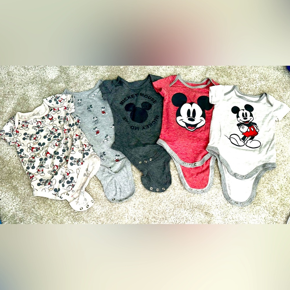 5 Mickey Mouse Onsies for Baby